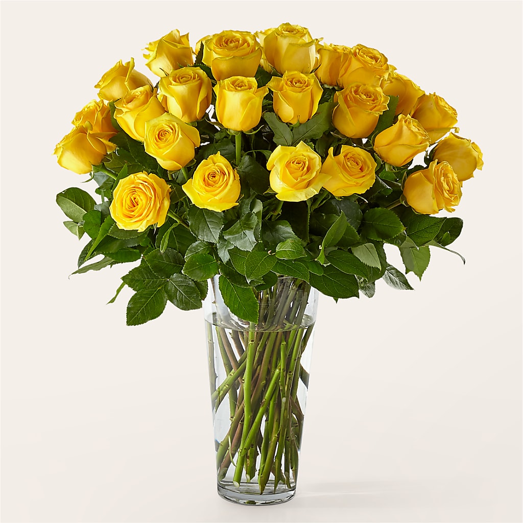 Long Stem Yellow Rose Bouquet – KRISTINA'S BASKETS AND BOUQUETS, Smithfield NC