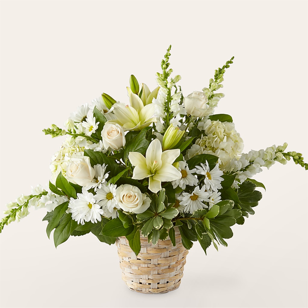 Ivory Elegance Floral Basket – KRISTINA'S BASKETS AND BOUQUETS, Smithfield NC