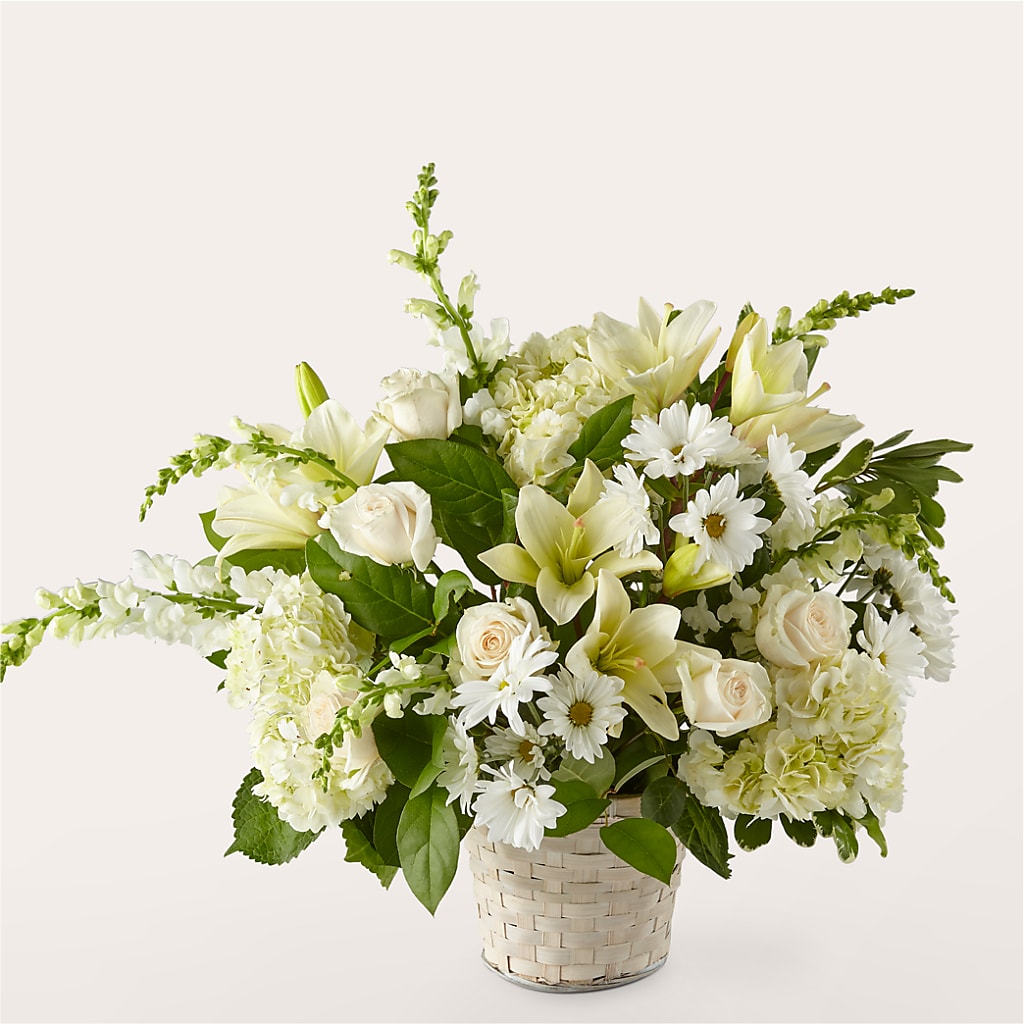 Ivory Elegance Floral Basket – KRISTINA'S BASKETS AND BOUQUETS, Smithfield NC
