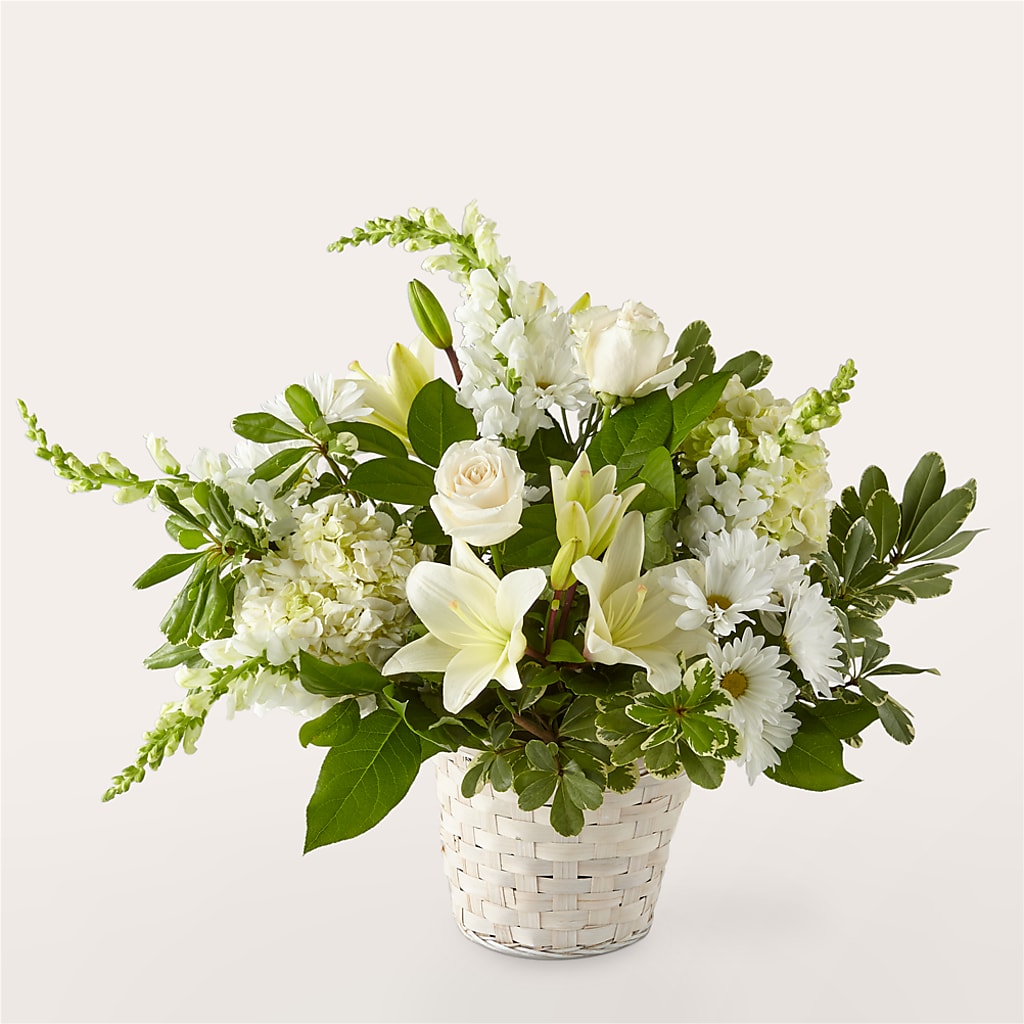Ivory Elegance Floral Basket – KRISTINA'S BASKETS AND BOUQUETS, Smithfield NC
