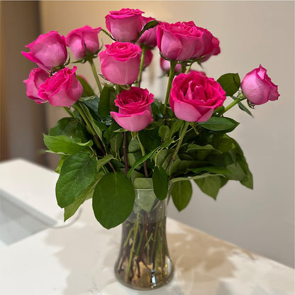 Long Stem Pink Rose Bouquet – KRISTINA'S BASKETS AND BOUQUETS, Smithfield NC