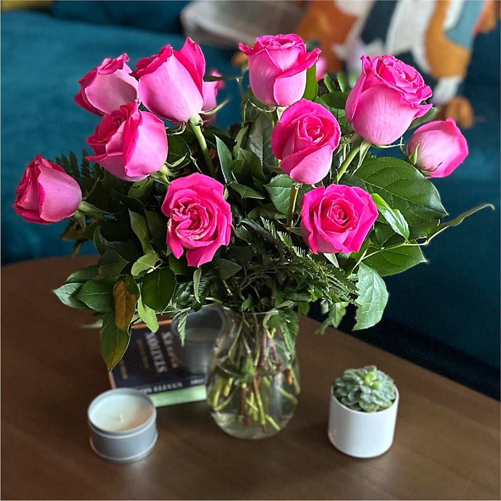Long Stem Pink Rose Bouquet – KRISTINA'S BASKETS AND BOUQUETS, Smithfield NC