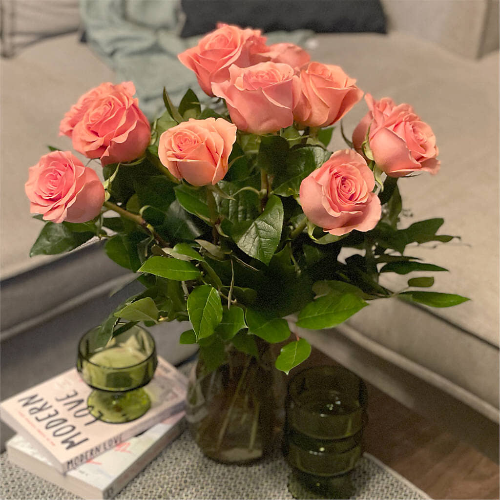 Long Stem Pink Rose Bouquet – KRISTINA'S BASKETS AND BOUQUETS, Smithfield NC