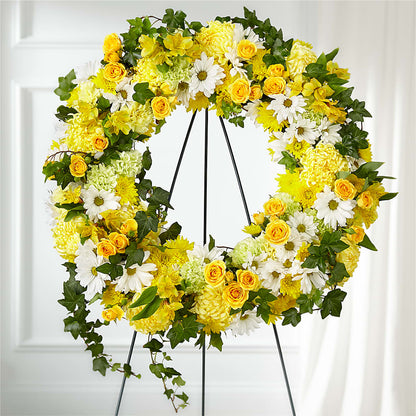 Golden Remembrance Wreath – KRISTINA'S BASKETS AND BOUQUETS, Smithfield NC